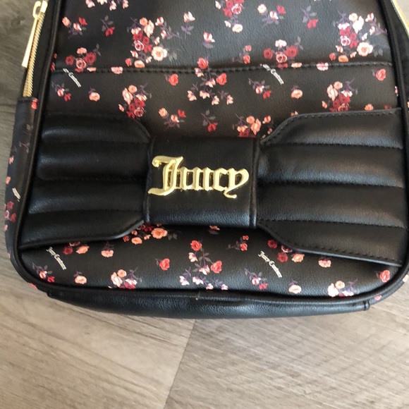 Juicy Couture Ditsy Rose Black Pretty Bow Faux Leather Backpack NWT - Picture 11 of 16
